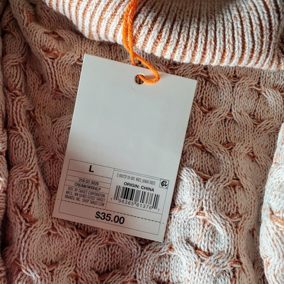 NWT Knox Rose Peach and Cream Oversized Mock Turtleneck Knit Sweater - Picture 7 of 16